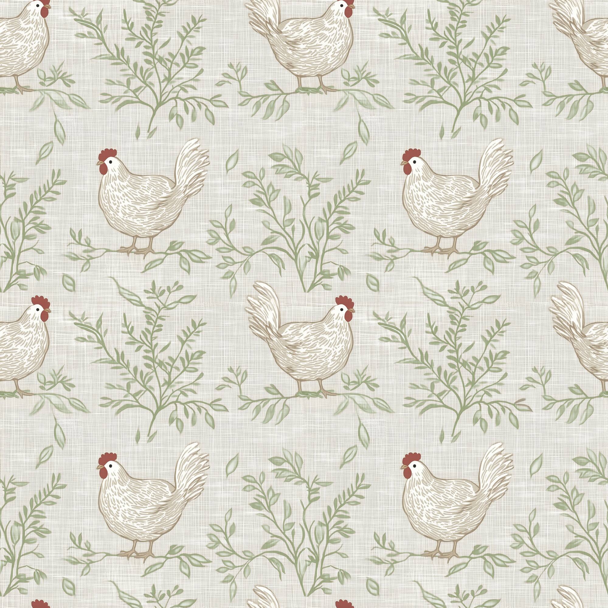 Designs Direct Cluckingham Toile Peel & Stick Wallpaper